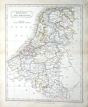 Antique Map NETHERLANDS, HOLLAND, BELGIUM, LUXEMBOURG, Sidney Hall c1840