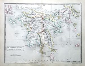 Antique Map GREECE & THE PELOPONNESE Original Classical c1840