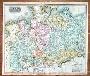 Antique Map GERMANY, NORTH OF THE MAIN, JOHN THOMSON original hand coloured 1817