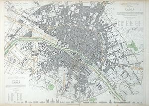 Antique Map PARIS STREET PLAN original hand coloured 1834