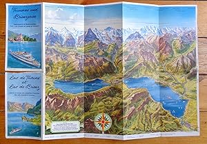 Lac de Thoune et Lac de Brienz. Carte à vol d'oiseau avec propositions d'excursions. Map with pro...