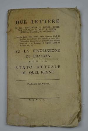Due lettere di sua eccellenza il signor conte don Camillo di Cardo e Nonza, Olmeta, Olchini, ed O...