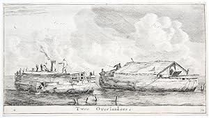 [Antique print, etching] Twee Overlanders, (set title: Various ships and views of Amsterdam), pub...