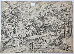 [Antique print, etching and engraving] Landscape with St. John (from a set of five Landscapes wit...