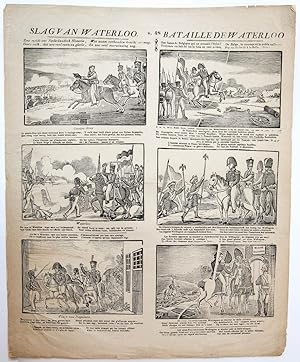 Centsprent: Slag van Waterloo / Bataille de Waterloo. No 48, published ca. 1840.