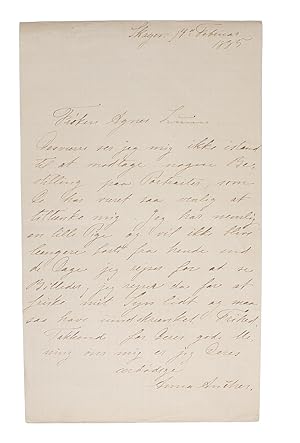 Egenhændigt brev, til "Frøken Agnes Lunn", signeret "Anna Ancher". - [ORIGINALT HÅNDSKREVET OG SI...