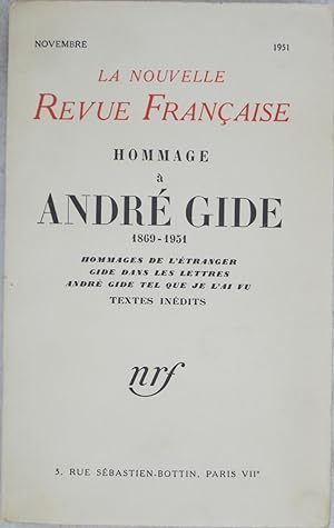 La Nouvelle Revue Francaise: Hommage a Andre Gide 1869-1951