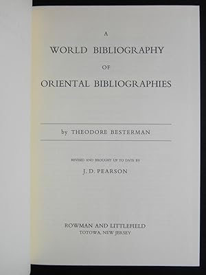 A World Bibliography of Oriental Bibliographies