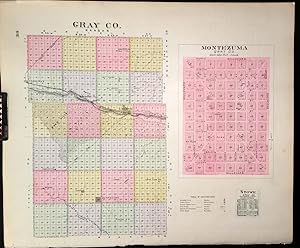 [Map] Gray County, Kansas, Stowe, & Montezuma (of Gray Co.) [backed with] Cimarron, Gray Co.