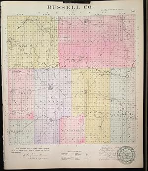[Map] Russell County, Kansas [backed with] Bunker Hill, Leeson, & Russell (of Russell Co.), and R...