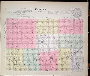 [Map] Elk County, Kansas [backed with] Elk Falls, Longton, & Oak-Valley (of Elk Co.)