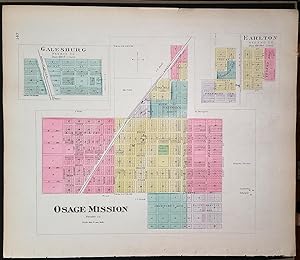 [Map] Osage Mission, Galesburg, & Earlton (of Neosho County, Kansas) [backed with ] Erie Thayer, ...