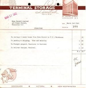 Commercial Invoice from Terminal Storage Limited, Vancouver
