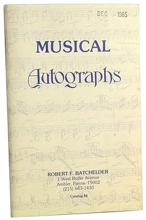 Musical Autographs. Catalog 54