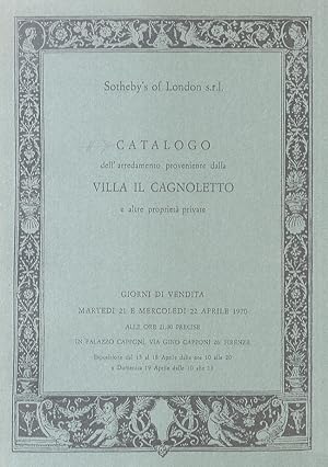 Catalogo di quanto arredava la Villa il Cagnoletto a Forte dei Marmi (Lucca) venduto per incarico...