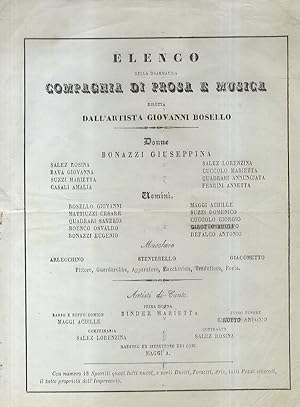 ELENCO della drammatica Compagnia di prosa e musica diretta dall'artista Giovanni Bosello. Donne:...