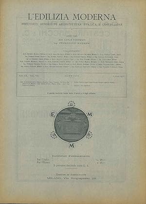 L' edilizia moderna. Anno XX, Fasc. VII Luglio 1911. Periodico mensile di architetture pratica e ...