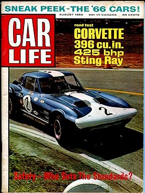 Car Life 8/1965 Corvette-Pontiac Bonneville-Stint Ray-1966 cars-FN