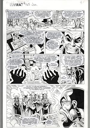 TOD SMITH--ELVIRA #165--'JUMP IN'---ORIGINAL ART PAGE 1-QUEEN 'B' PRODUCTIONS FN