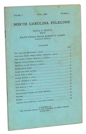 North Carolina Folklore, Volume I, Number 1 (June, 1948)