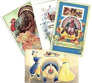 Group of 4 Vintage Polychrome Thanksgiving Postcards