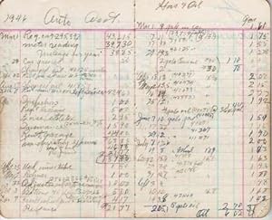 1940s HANDWRITTEN, POCKET ACCOUNT BOOK OF AUTOMOBILE EXPENSES, ALONG WITH NOTES ON HOUSEHOLD EXPE...