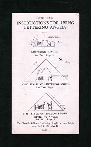 Eugene Dietzgen Co. Circular E - Instructions For Using Lettering Angles. Circa 1940s-1950s