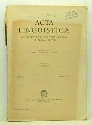 Acta Linguistica, Academiae Scientiarum Hungaricae. Tomus I, Fasciculus I (1951)