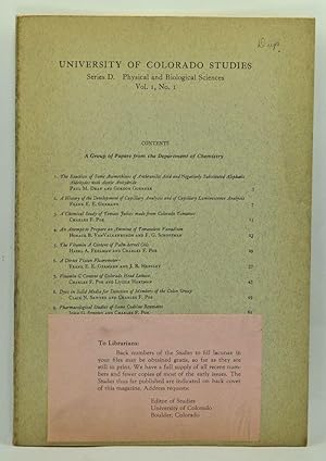 University of Colorado Studies. Series D, Physical and Biological Sciences. Vol. 1, No. 1 (March ...