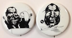 [Pair of pins with anti-Nixon caricatures by David Levine]