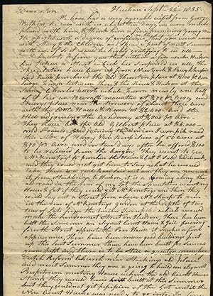Manuscript letter to son seeking his help with "French land Claim"