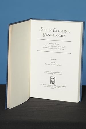 SOUTH CAROLINA GENEALOGIES, Vol. V Consolidated Index