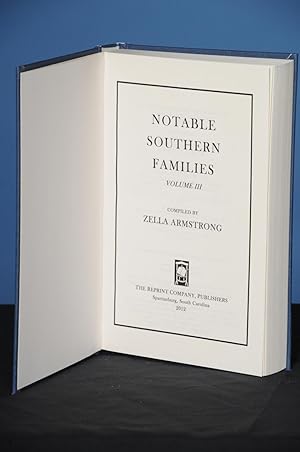 NOTABLE SOUTHERN FAMILIES, Vol. III