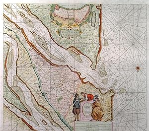 PASKAART VAN DE GAROMNE OF RIVIER VAN BORDEAUX. Sea chart of the Medoc and Saintonge area both ...