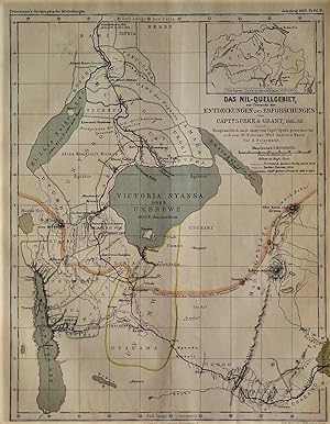 1863 Map : The Nile Headwaters : The Survey of Discoveries and Explorations of Captains Speke & G...