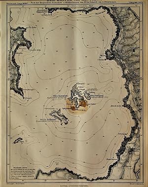 1866 Map of the Crater of Santorini According to Information Recorded by English Dr. Julian Schmi...