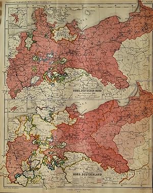 1866 Maps of the North German Confederation in September 1866, and of North Germany 50 Years Prev...