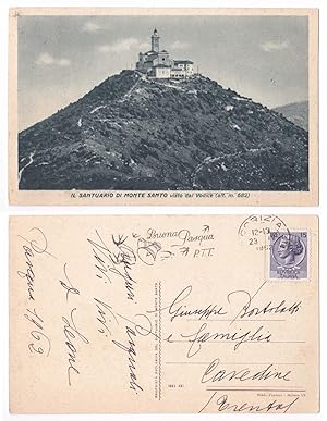 Il Santuario di Monte Santo Gorizia cartolina d'epoca Vodice Timbro Buona Pasqua