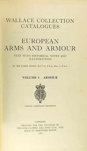 Wallace Collection. European Arms and Armour. Volume I Armour