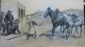 Painting by Fred Whiting of 'An Incident on the Boer War'