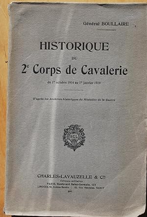 Historique du 2e Corps de Cavalerie du 1e octobre 1914 au 1e janvier 1919