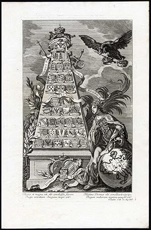 Rare Antique Print-PALATINATE-GERMANY-EUROPE-ALLEGORY-ROYAL-Andreae-Klauber-1760