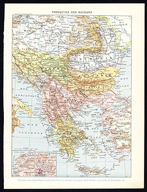 Antique Print / Map-BALKAN-BALKANS-GREECE-COSTUME-Larousse-1897