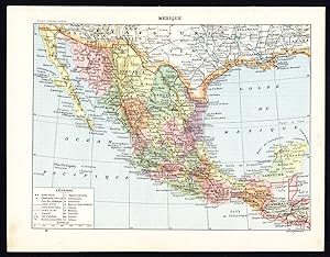Antique Map-Print-MEXICO-COSTUME-ARTEFACT-CERAMICS-CULTURE-DEITY-Larousse-1897