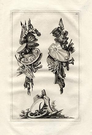 Antique Print-ICONOGRAPHY-DESIGN-WAR-MILITARY ATTRIBUTES-WEAPON-De La Fosse-1780