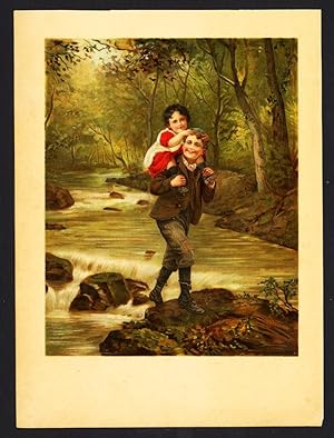 Antique Print-BOY-YOUNG GIRL-FOREST-1890