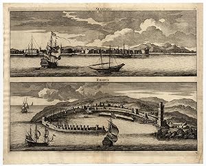 Antique Print-STANCHIO-GREECE-RHODES-SHIP-Le Brun-de Bruyn-1700