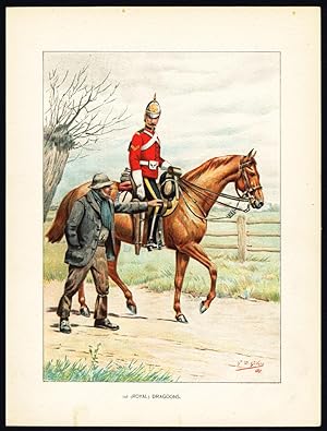 Antique Print-MILITARY UNIFORMS-BRITISH-DRAGOON-CAVALRY-FARMER-Giles-1900