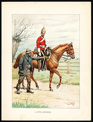 Antique Print-MILITARY UNIFORMS-BRITISH-DRAGOON-CAVALRY-FARMER-Giles-1900