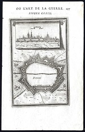 Antique Print-PLATE 123-MILITARY ENGINEERING-FORTS-DOUAI-FRANCE-Mallet-1685